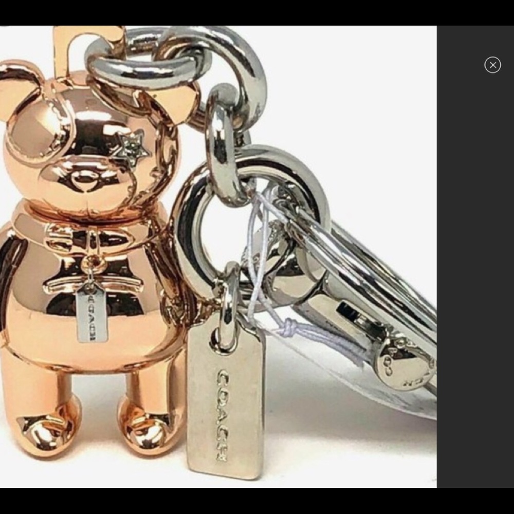 NWT Coach 3D RoseGold Teddy Bear Key Ring Charm